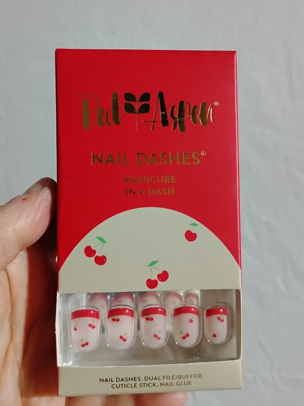 Red Aspen Nail Dashes - Cherry Accent French Tips Cherry Picking With Paulina
